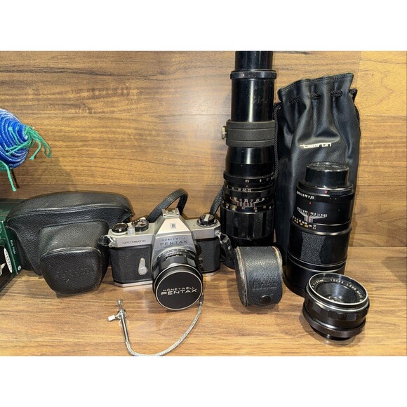 Asahi Pentax Spotmatic SP 2 35mm Camera Asahi Super-Takumar 1:1.8/55mm Lens Lot